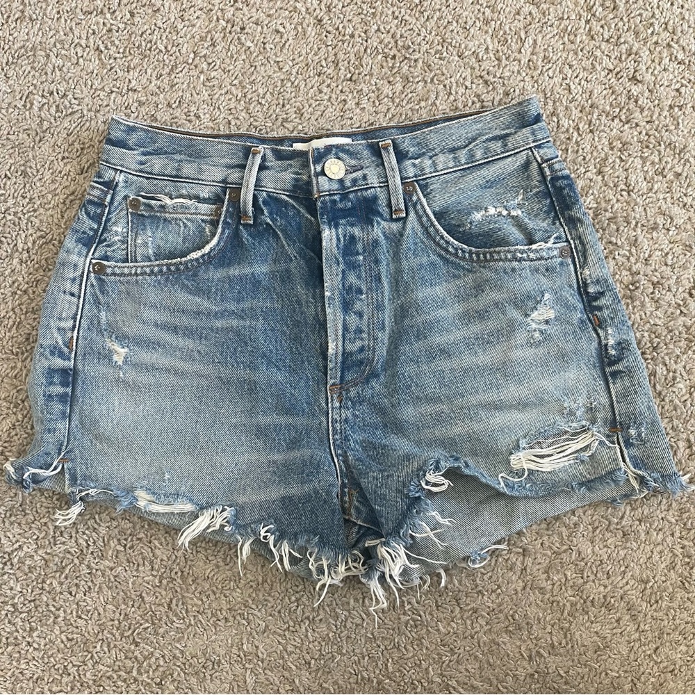 Agolde High Rise Jaden Distress Blue Denim Jeans